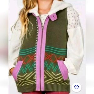 Matilda Jane 435 Girls’ Big Idea Multicolor Knit Full Zip Sweater Vest boho